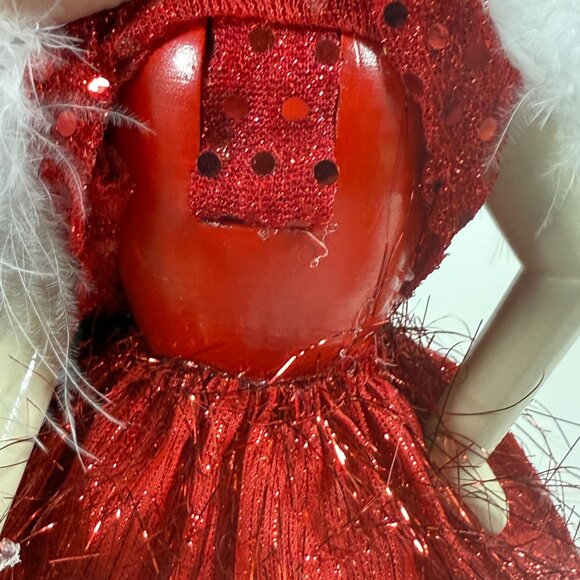 Nutcracker Village Flapper Figurine Red Dress Faux Fur Shawl Vintage - Picture 7 of 15